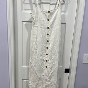 Lulus | White Midi Dress | Button Front | Size M